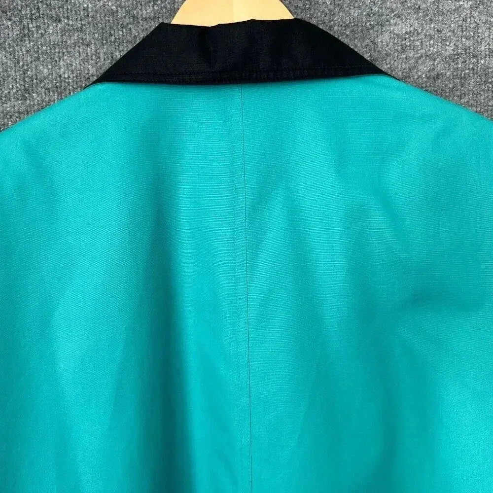 Vintage London Fog Trench Coat Womens L / 14 Teal Bold Double Breasted Jacket - Picture 5 of 16